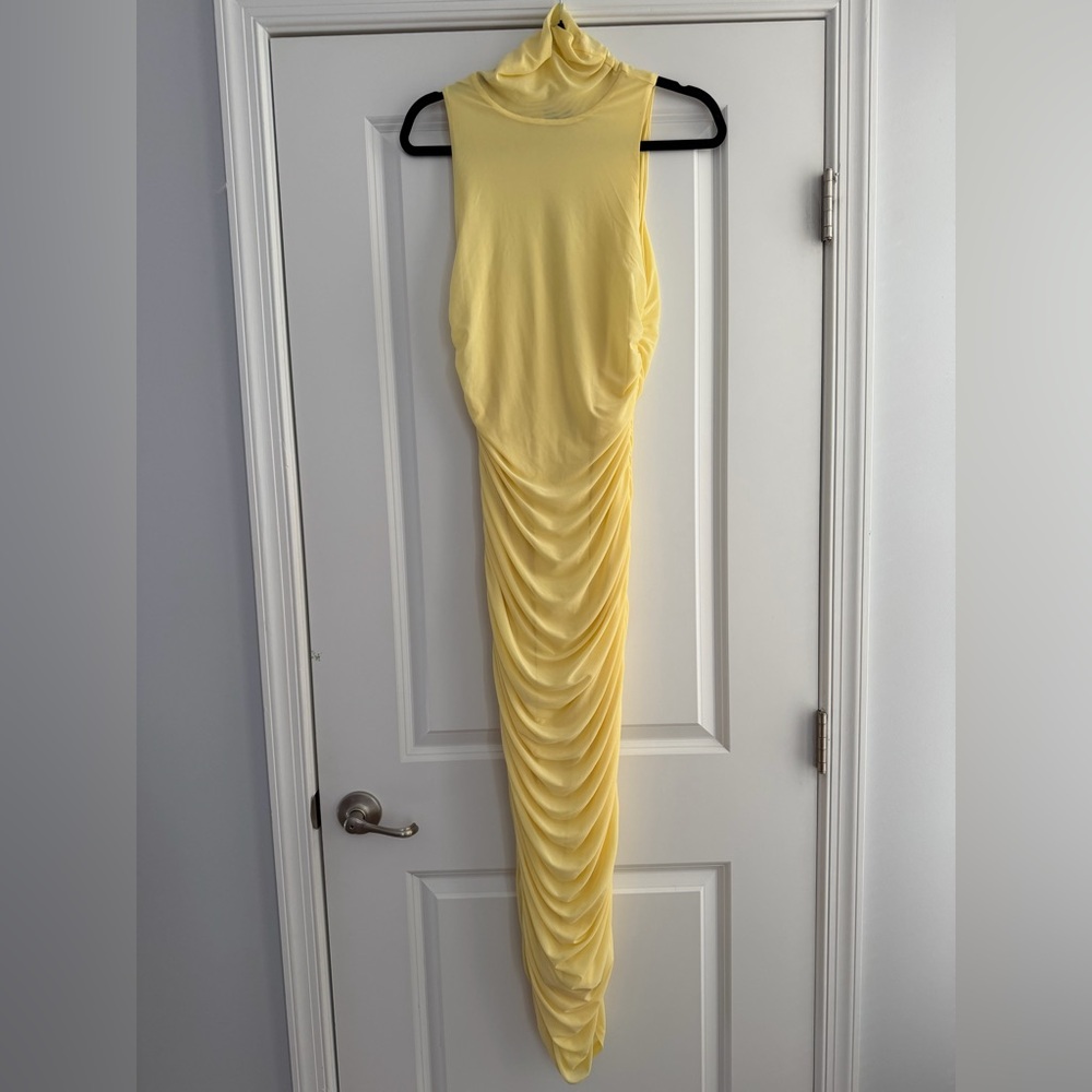AFRM Yellow Ruched Dress